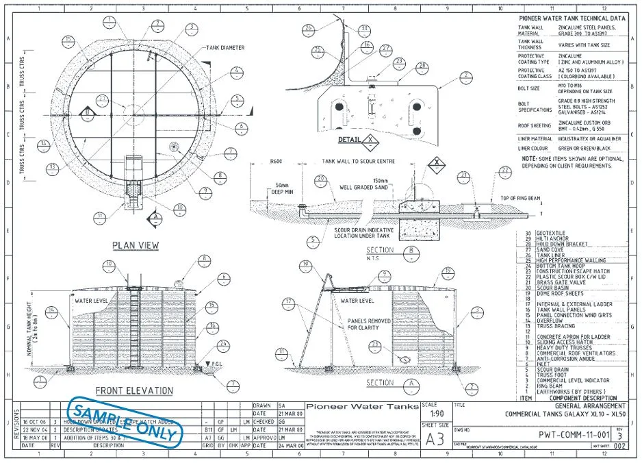 General Arrangement Example | Pioneer Water Tanks (SA) engineering documents