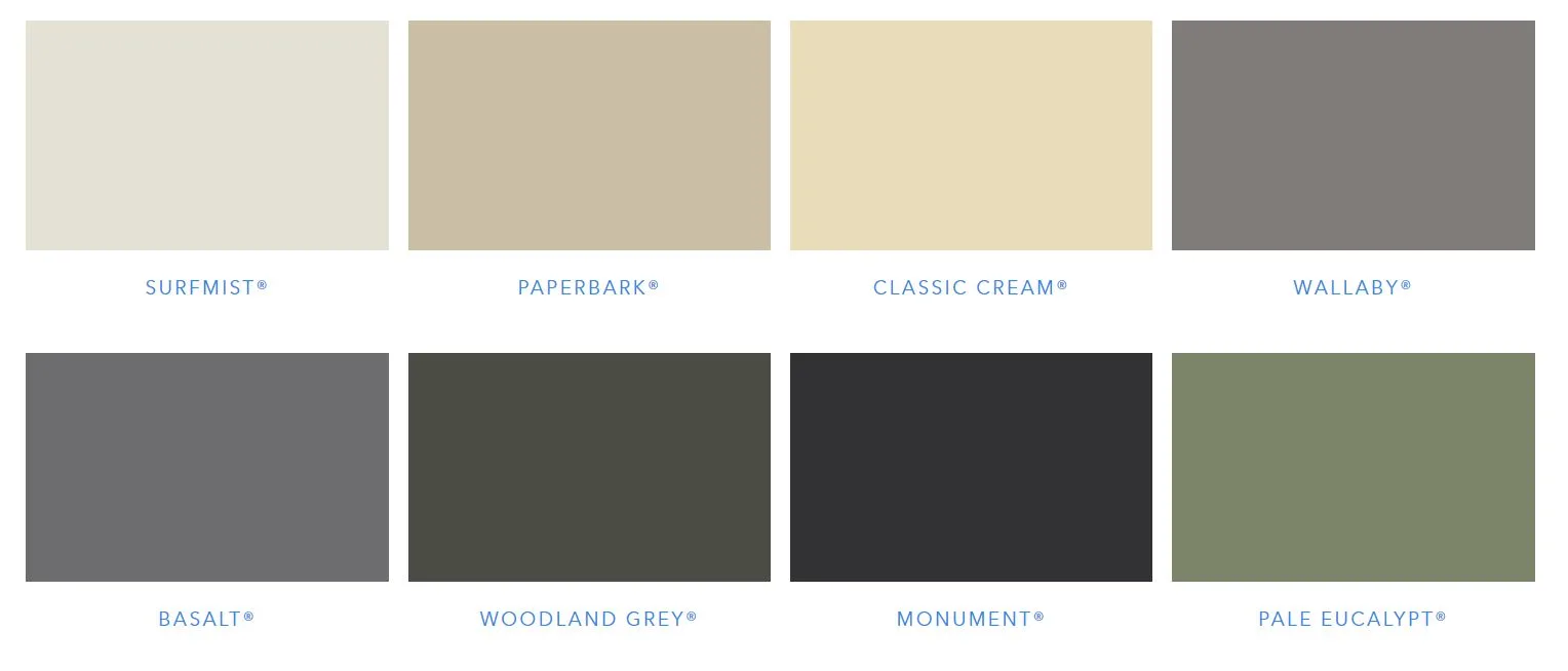 Standard COLORBOND® STEEL colours
