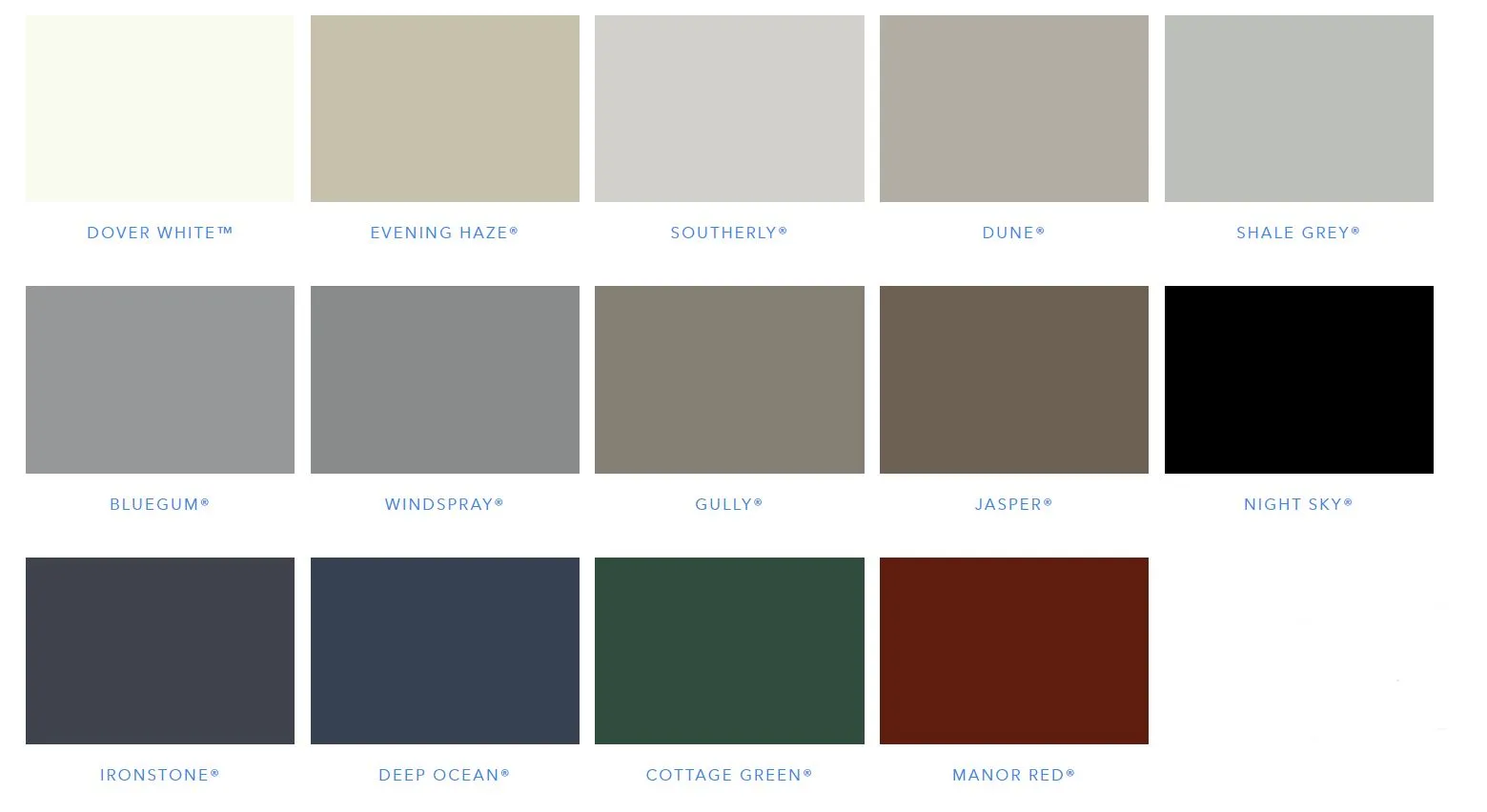 non standard COLORBOND® STEEL colours